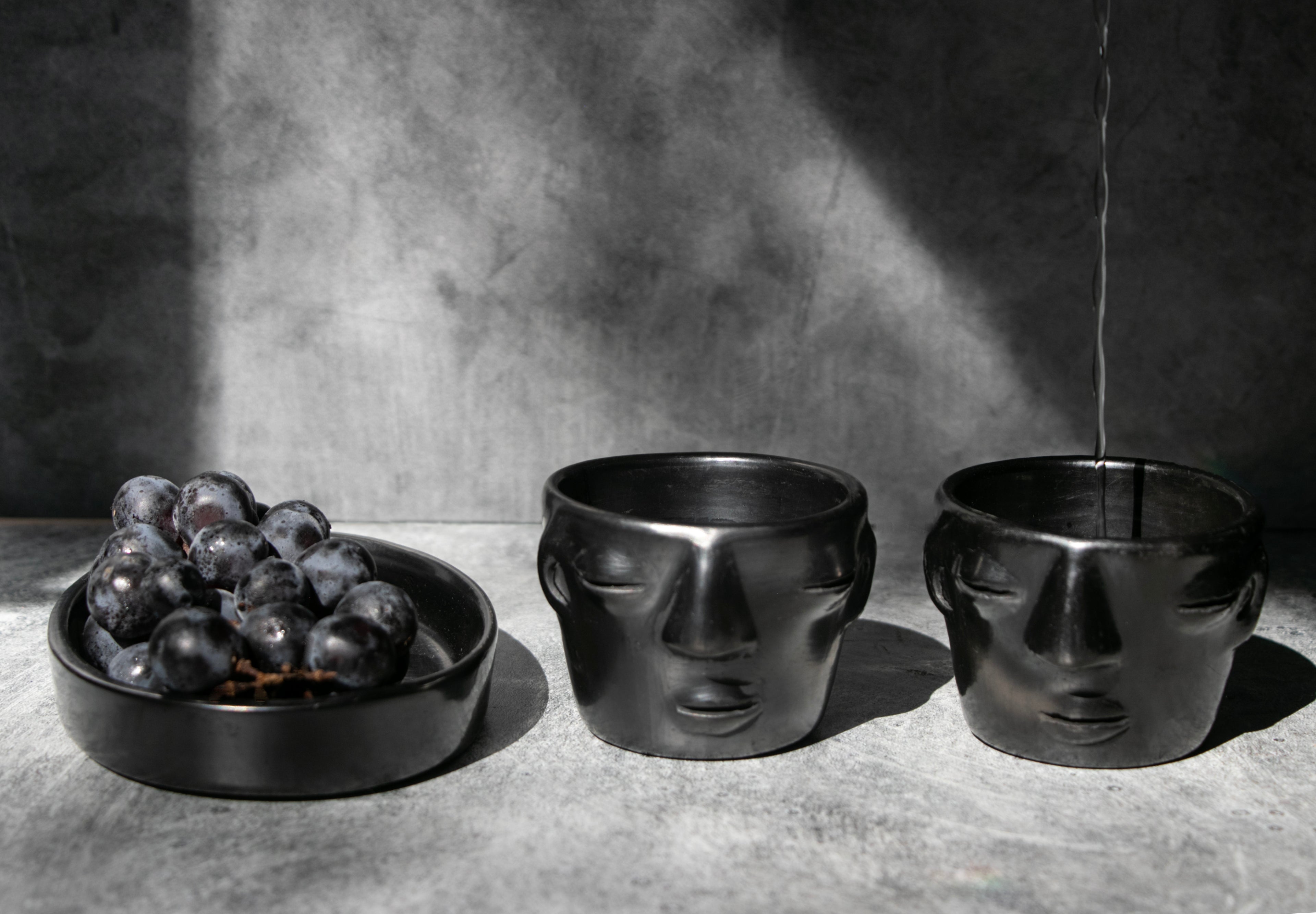 Las Melodias De La Luna Handmade Black Clay Copita's for Mezcal from Oaxaca Mexico 