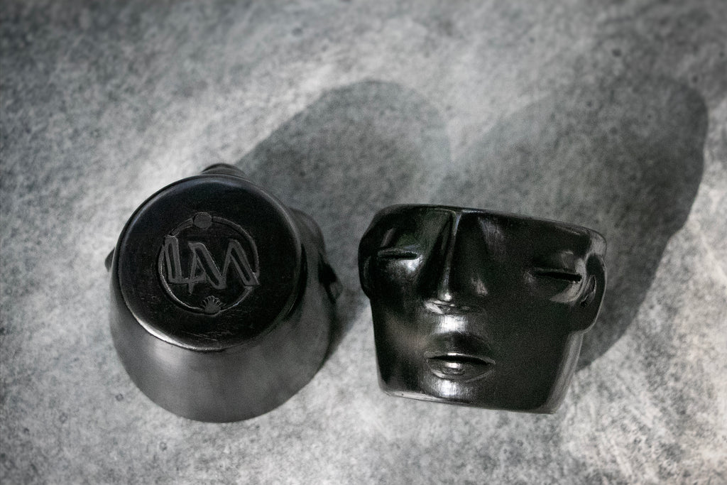 Las Melodias De La Luna Handmade Black Clay Copita's for Mezcal from Oaxaca Mexico 