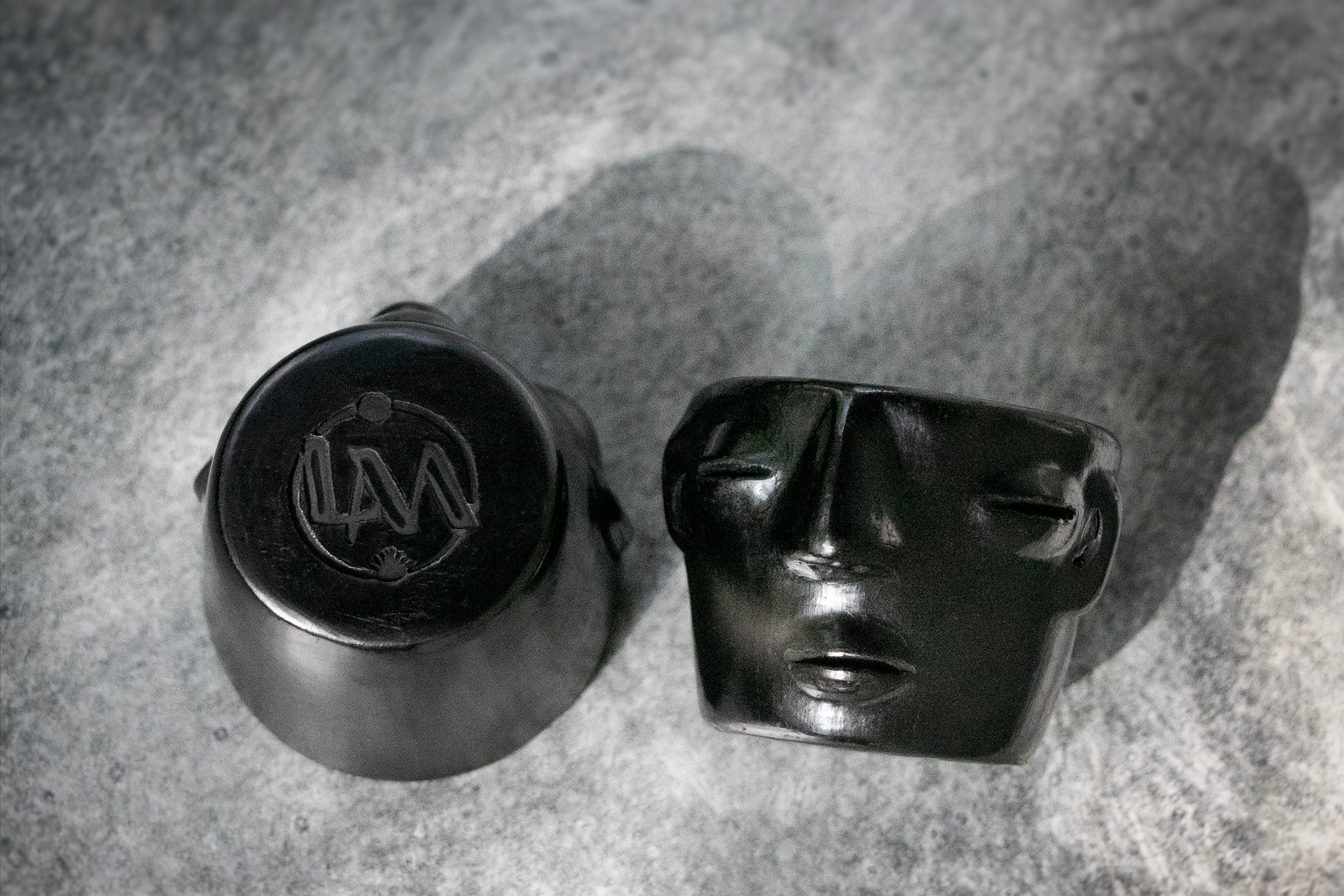 Las Melodias De La Luna Handmade Black Clay Copita's for Mezcal from Oaxaca Mexico 
