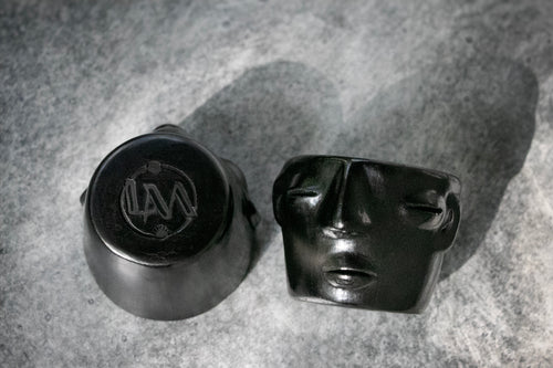 Las Melodias De La Luna Handmade Black Clay Copita's for Mezcal from Oaxaca Mexico 