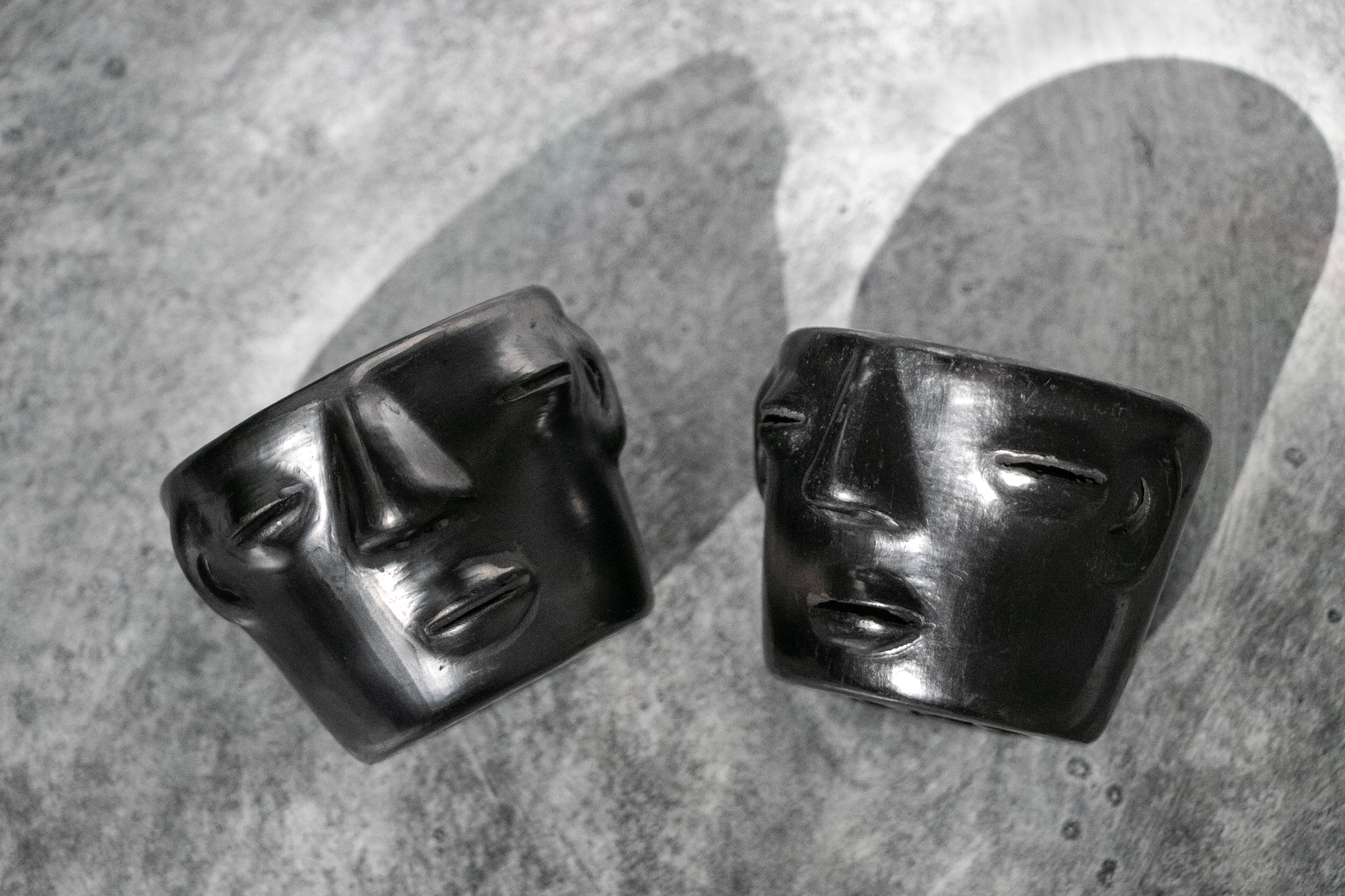 Las Melodias De La Luna Handmade Black Clay Copita's for Mezcal from Oaxaca Mexico 