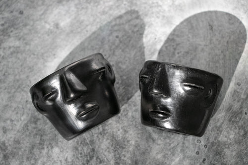 Las Melodias De La Luna Handmade Black Clay Copita's for Mezcal from Oaxaca Mexico 