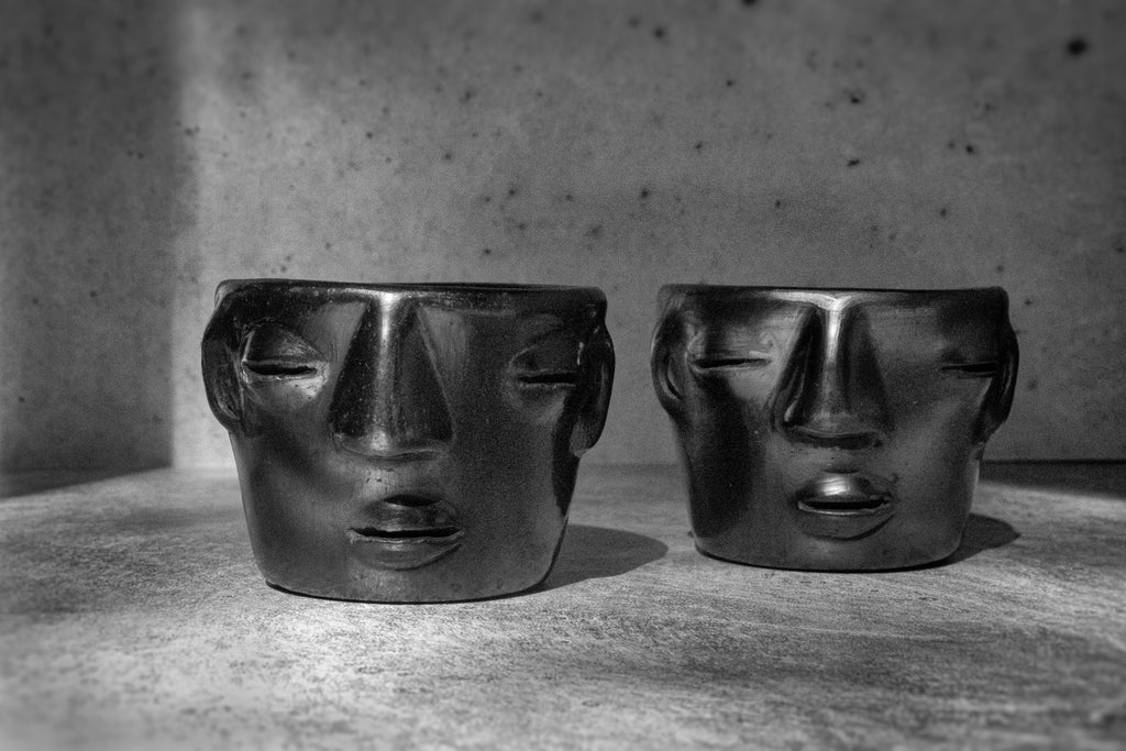 Las Melodias De La Luna Handmade Black Clay Copita's for Mezcal from Oaxaca Mexico 